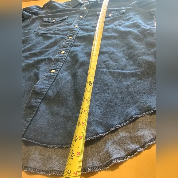 Vintage Wrangler Snap Long Sleeve Men's Shirt L X-long tails 17 x 36 pearl white - Picture 10 of 13